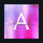 Lila Borstat Metall Monogram Namn Magnet<br><div class="desc">Lila Falsk Folie Metallisk Borstat Metall Monogram Namn och Initial Fest Magnet. Detta gör den perfekta söt 16 födelsedag, bröllop, bröllopsfest, årsdag, baby shower eller möhippa present för någon som älskar glamour lyx och chic stilar.</div>