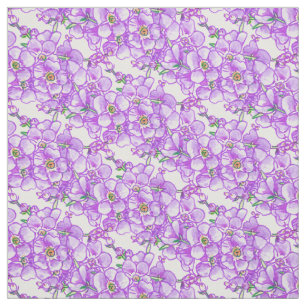 Lila, bortglömd-me-nots-blommönster tyg