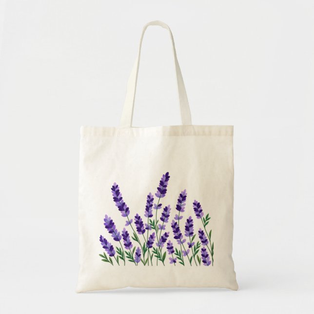 Lila Botanisk Blommig Design Tygkasse (Framsidan)