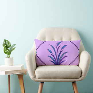 Lila Botanisk Gräsdesign | Modern Dekoration Lumbarkudde