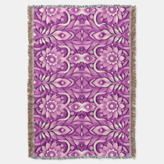 Lila botanisk mandala – elegant blomstergeometri filt