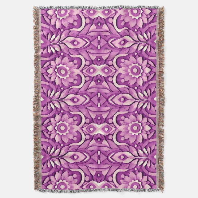 Lila botanisk mandala – elegant blomstergeometri filt (Framsidan Vertikal)