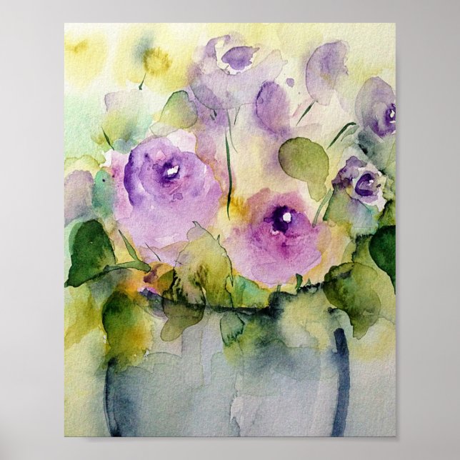 Lila Bouquet Watercolor Poster (Framsidan)