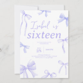 Lila Bow Birthday Inbjudningar