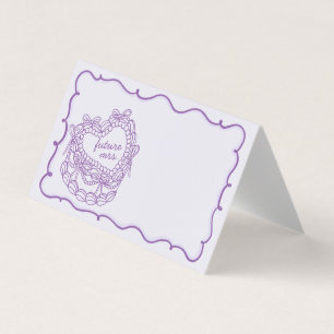 Lila Bow Coquette Cake Möhippa Place Card Kort