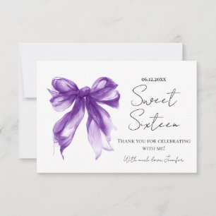 Lila Bow Coquette Script Sweet 16 Tack Kort