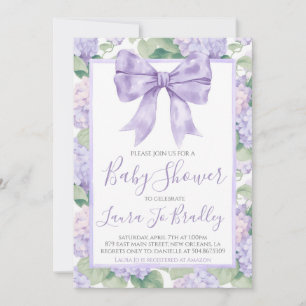 Lila Bow Girl Preppy Southern Baby Shower Inbjudningar