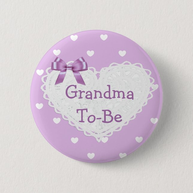 Lila Bow Grandma to be Baby Shower Button Knapp (Framsida)