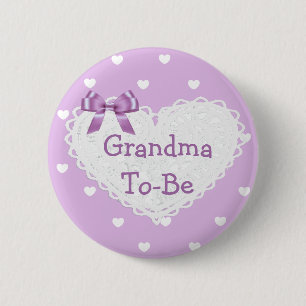 Lila Bow Grandma to be Baby Shower Button Knapp