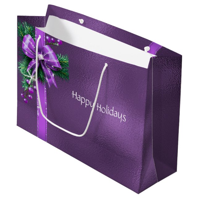 Lila Bow Helgdag Gift Bag (Framsidan Vinklad)