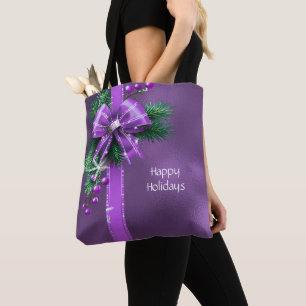 Lila Bow Helgdag Tote Bag Tygkasse