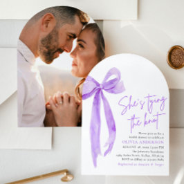 Lila Bow Hon är Gifter sig Möhippa Inbjudningar