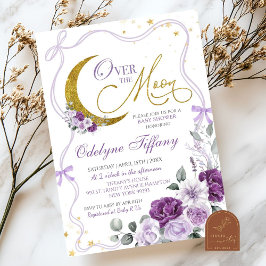 Lila Bow Lilac över Måne Flickans babyskor Inbjudningar