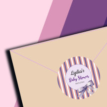 Lila Bow Linjer Modern Baby Shower