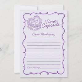 Lila Bow Retro Coquette Cake Time Capsule Card Inbjudningar