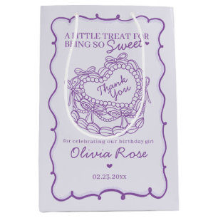 Lila Bow Retro Heart Coquette Cake Birthday