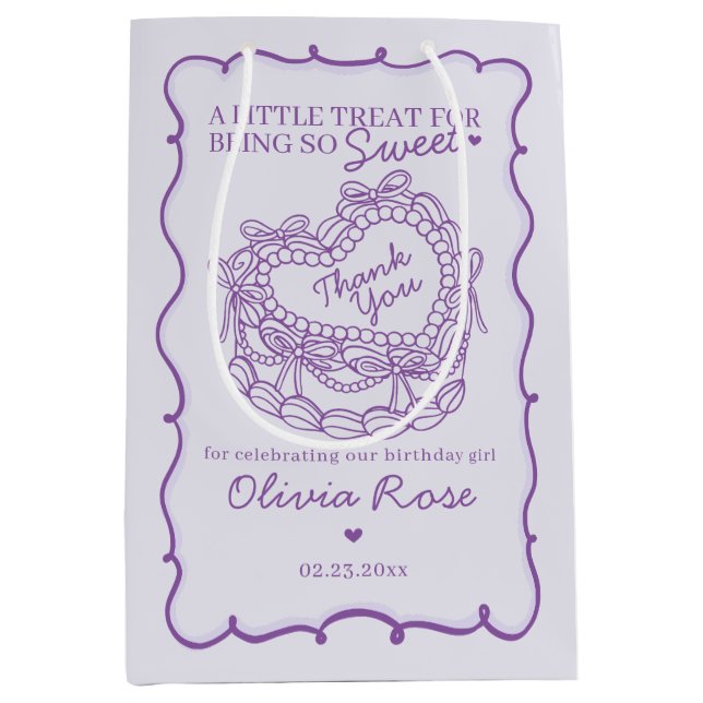 Lila Bow Retro Heart Coquette Cake Birthday (Framsidan)