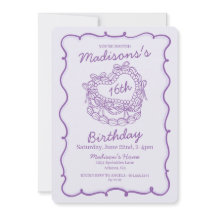 Lila Bow Sweet 16 Heart Coquette Cake Birthday