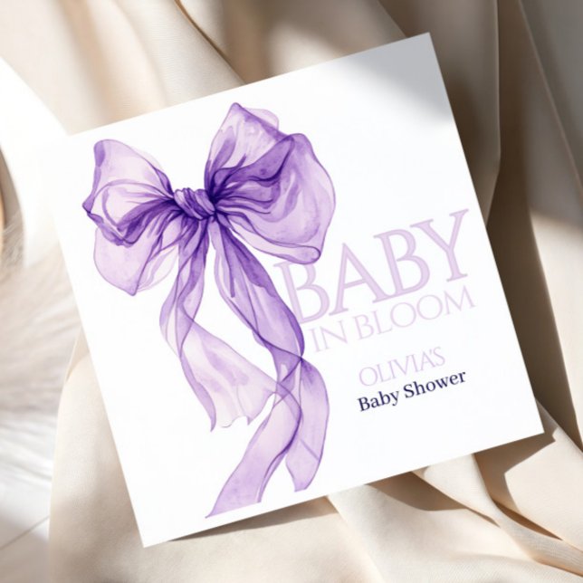 Lila Bow Watercolor Baby i bloombabyskor Pappersservett (Skapare uppladdad)