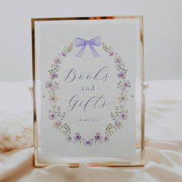 Lila Bow Wildblomme Bokar och presenttecken Poster