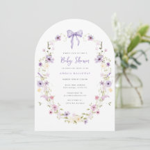 Lila Bow Wildblommes barnbildsinbjudan