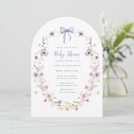 Lila Bow Wildblommes barnbildsinbjudan Inbjudningar