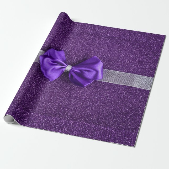 Lila Bow Wrapping Papper Presentpapper (Utrullad)