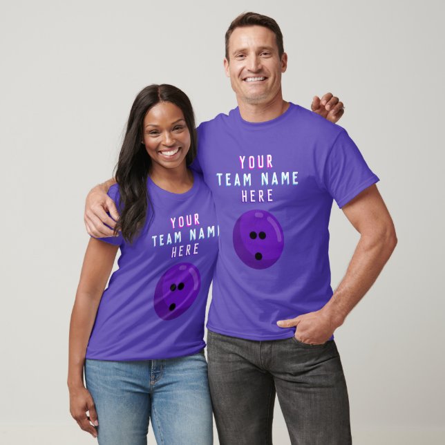 Lila Bowling Ball | Anpassningsbar Bowling Team Na T Shirt (Unisex)