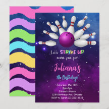 Lila Bowling Birthday-inbjudan