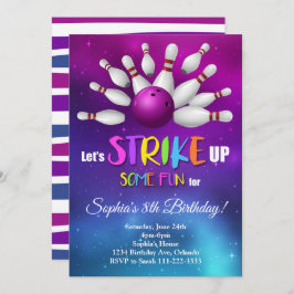 Lila Bowling Strejka Up Lite Roligt Inbjudan
