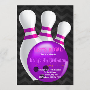 Lila bowlingfest inbjudan