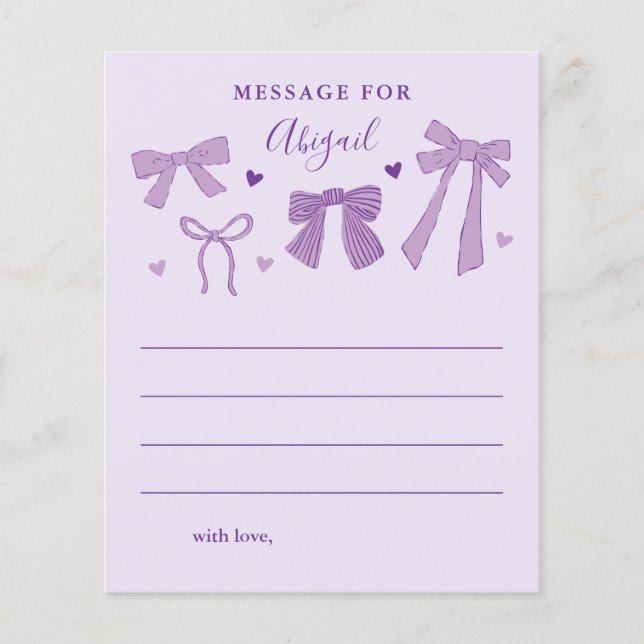 Lila Bows Girl Birthday Capsule Message (Framsida)