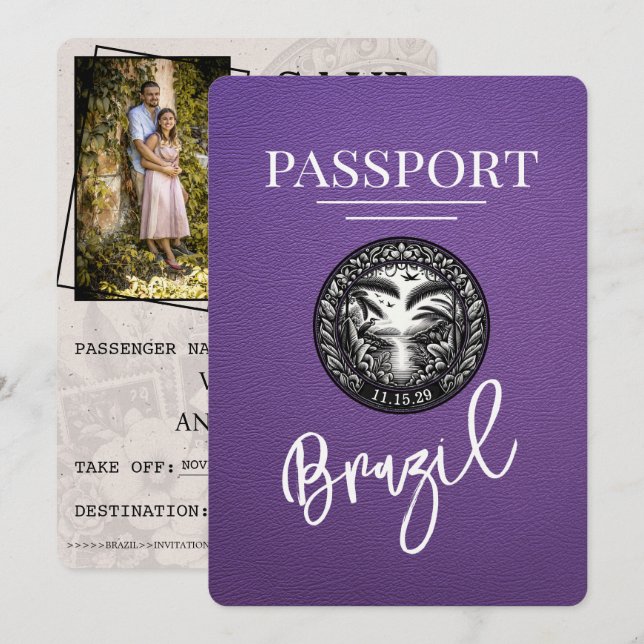 Lila Brasilien pass Spara datum Datumet (Fram/baksida)