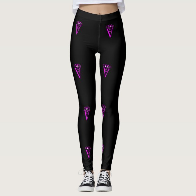 Lila Brev Ansikte Leggings (Framsida)