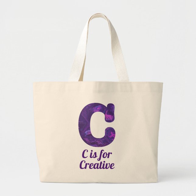 Lila Brev C är för Kreativ Monogram Jumbo Tygkasse (Framsidan)