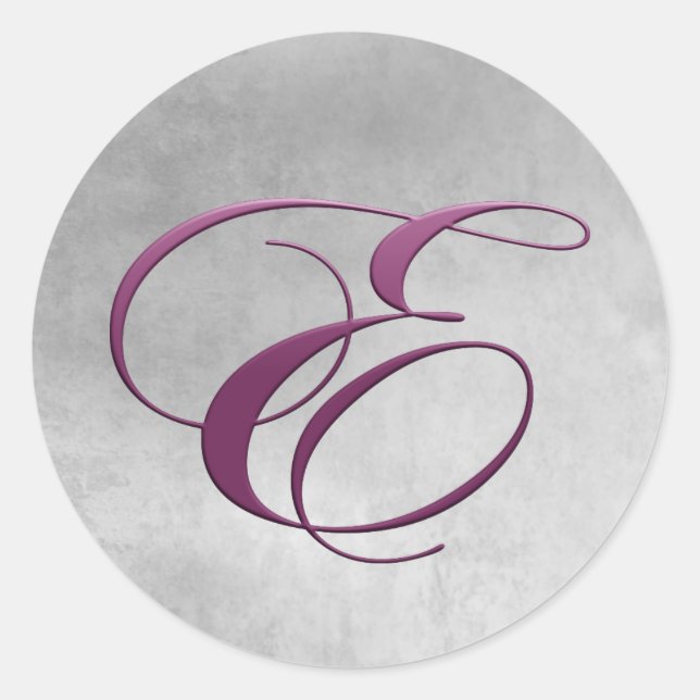 Lila Brev E Monogrammad Runt Klistermärke (Framsida)