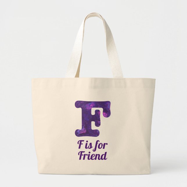 Lila Brev F är för Friend Monogram Jumbo Tygkasse (Framsidan)