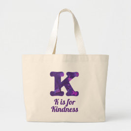 Lila Brev K är för Kindness Monogram Jumbo Tygkasse