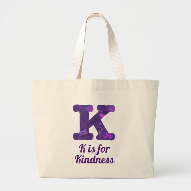 Lila Brev K är för Kindness Monogram Jumbo Tygkasse (Framsidan)
