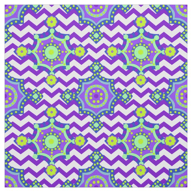 Lila Bright Boho Chevron | Carnival Färg Tyg (Provkarta)