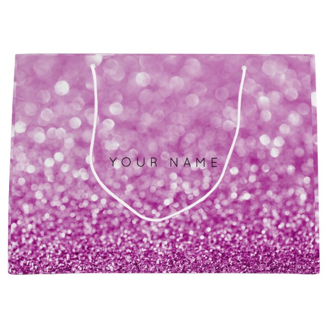 Lila Bright Rosa White Glitter Favor Gift-fack (Framsidan)