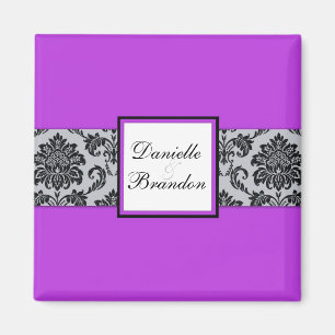 Lila Bröllop Damask Magnet