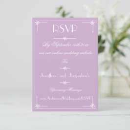 Lila bröllop elegant vit skript RSVP OSA Kort