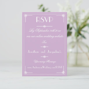 Lila bröllop elegant vit skript RSVP OSA Kort