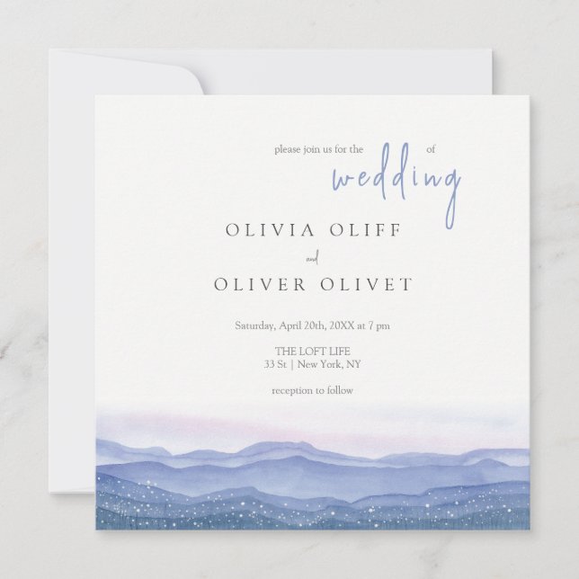 Lila Bröllop Inbjudningar (Framsida)