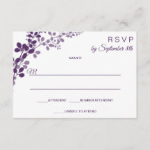 Lila Bröllop Liten RSVP / Svar Brevkort | Vines