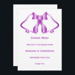 Lila Bröllop Menu Klockor och Ribbon Meny<br><div class="desc">Minimalistisk klockor-design på bröllop-menyn. Anpassa menyn lila färgad bröllop med information om bröllop. Om du behöver hjälp med att anpassa kontaktar du oss genom länken på den här sidan. Lila klockor Design personlig bröllop-menyn</div>