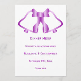 Lila Bröllop Menu Klockor och Ribbon Meny