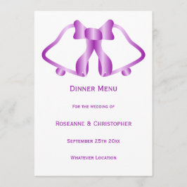 Lila Bröllop Menu Klockor och Ribbon Meny
