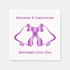 Lila Bröllop Napkins Klockor och Ribbon Pappersservett